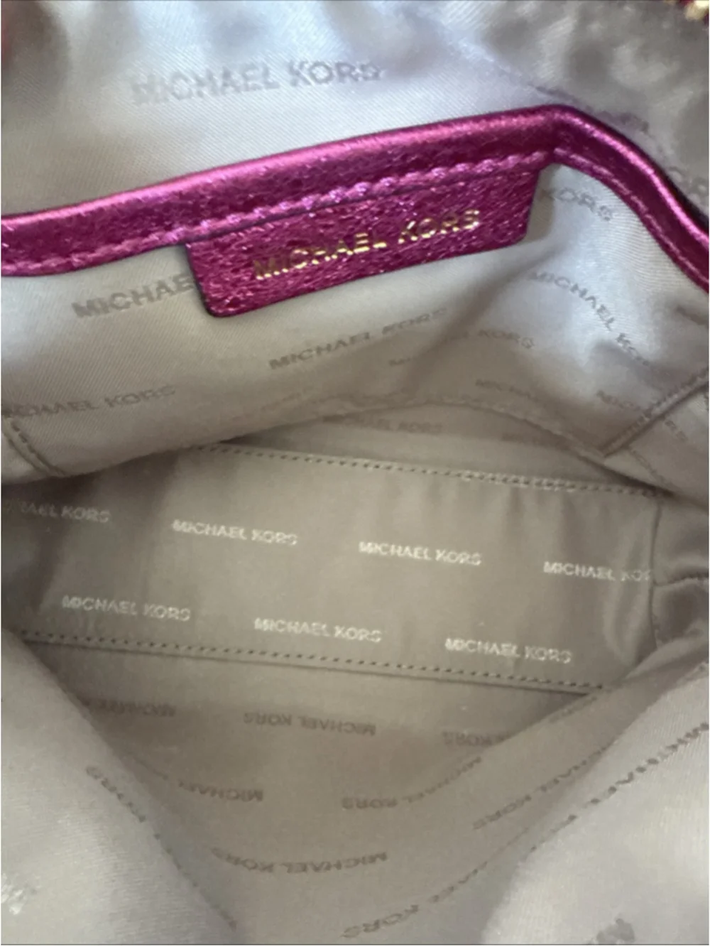 Michael Kors Medium Metallic Leather Cosmetic Pouch